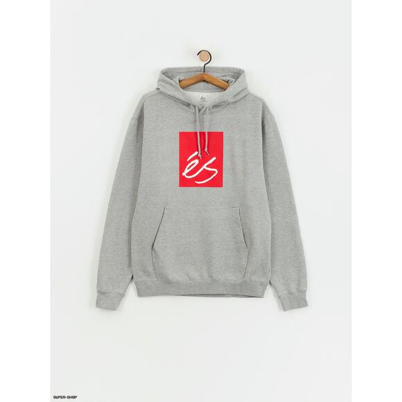 Es Skateboarding Men's Main Block Fleece Hoodie Sweatshirt in Heather Grey - Picture 5 of 5